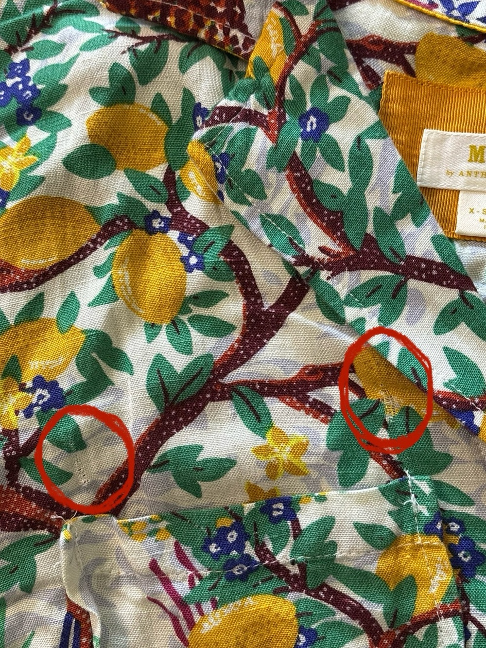 Maeve Anthropologie Linen Classic Surf Shirt Novelty Lemon Vacation Cover Up XS - Picture 12 of 12